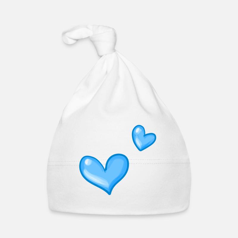Deux cœurs bleus Bonnet bio Bébé