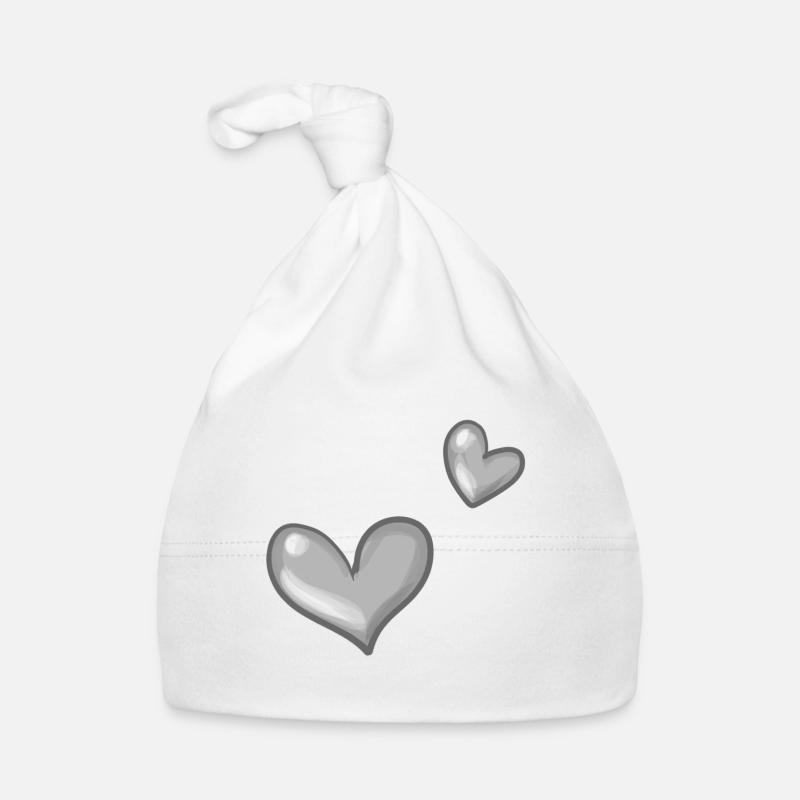 zwei graue herzen herz - Baby Bio-Mütze - Weiß