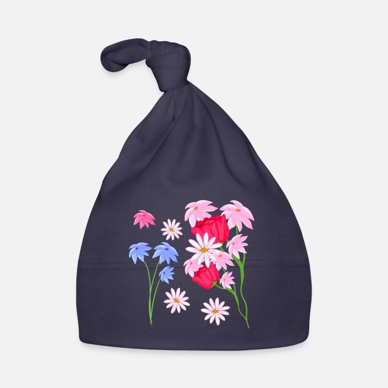 Colorful Flowers Pattern Plant Symbol Organic Baby Cap