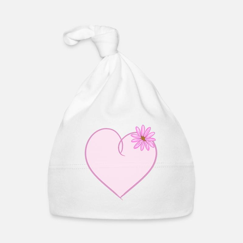 Fleur de coeur Rose Violet Bonnet bio Bébé
