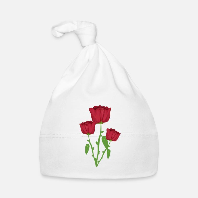 Trois Roses Fleur Végétale Rouge Bonnet bio Bébé