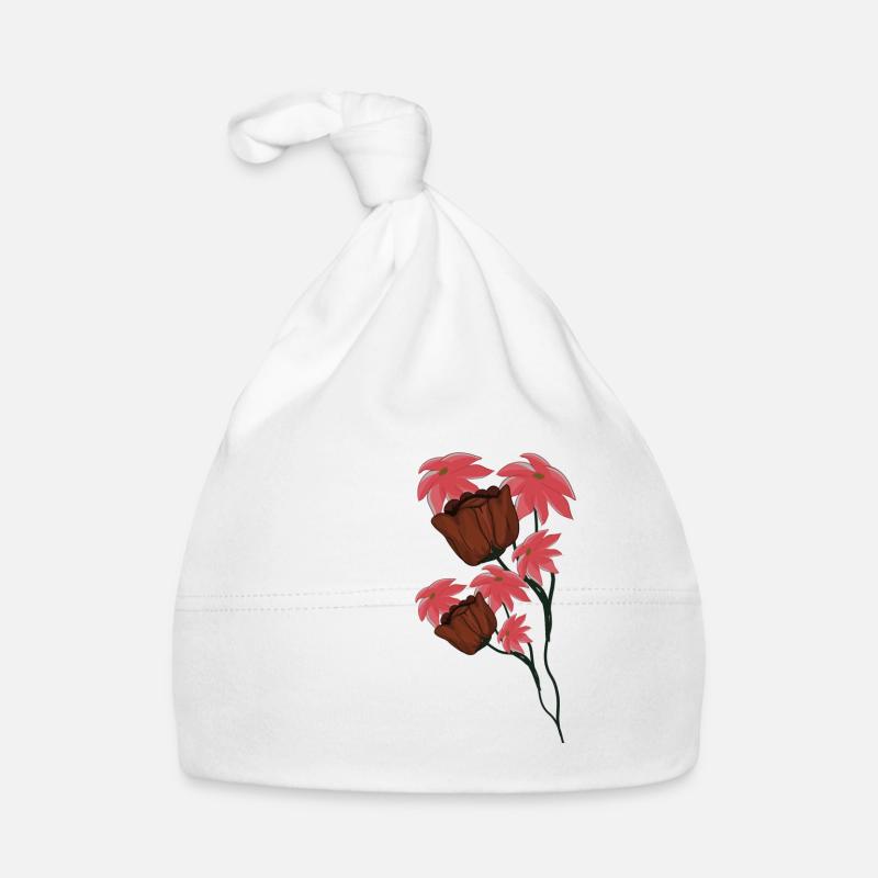 rote blumen muster pflanzen symbol Baby Bio-Mütze