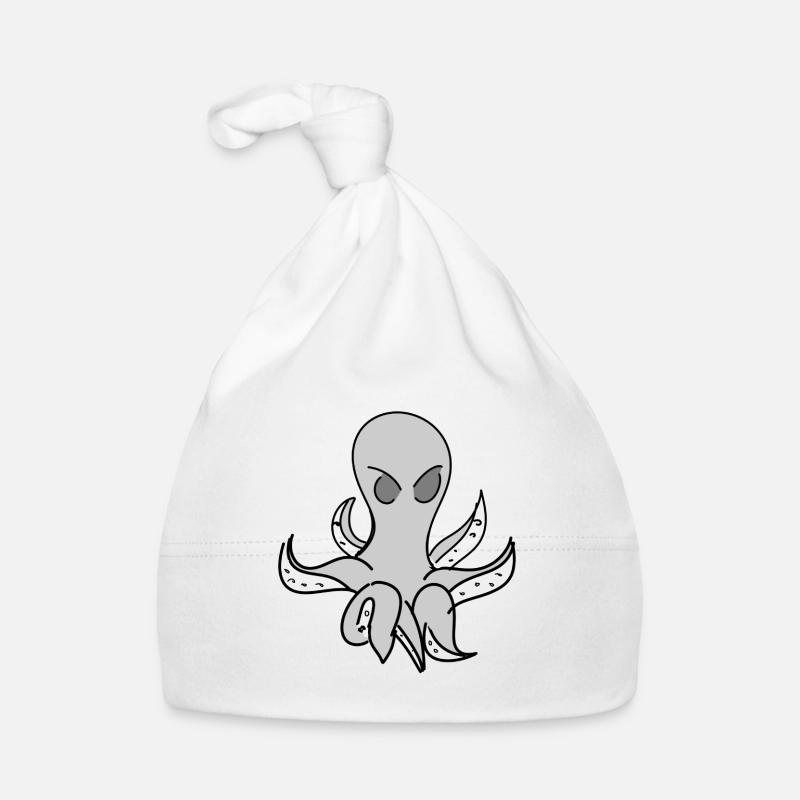 Oktopus Tier grau Meerestier Baby Bio-Mütze