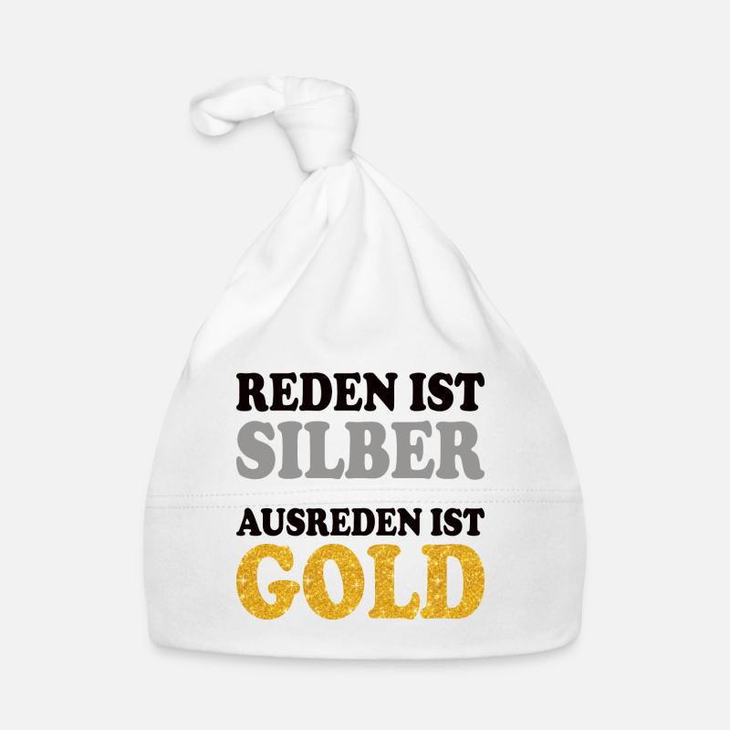 Lustiger Spruch Silber Gold reden Gespräch Dialog Baby Bio-Mütze