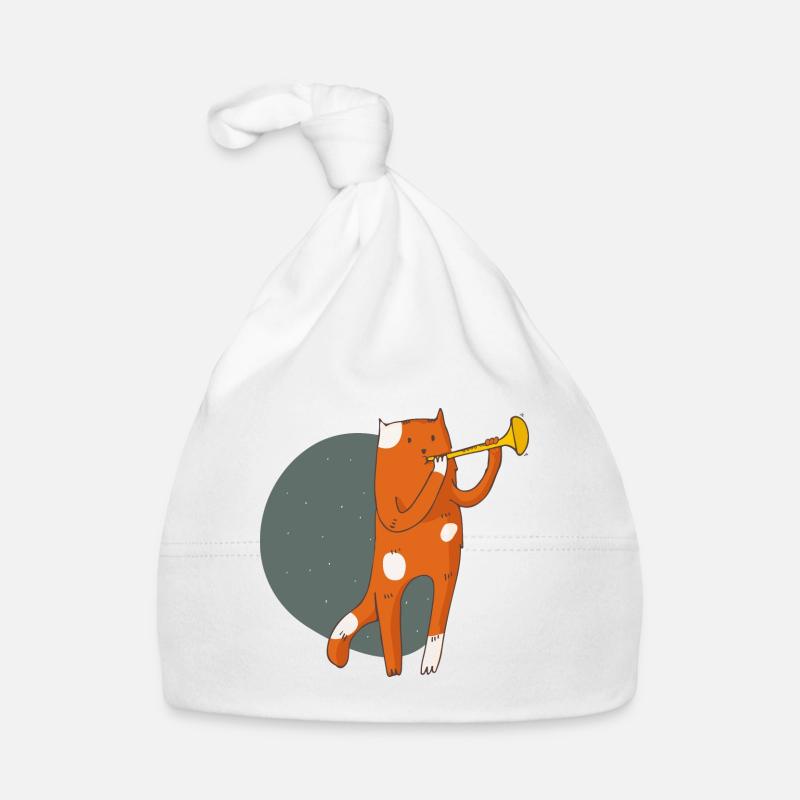 Katze - Baby Bio-Mütze - Weiß