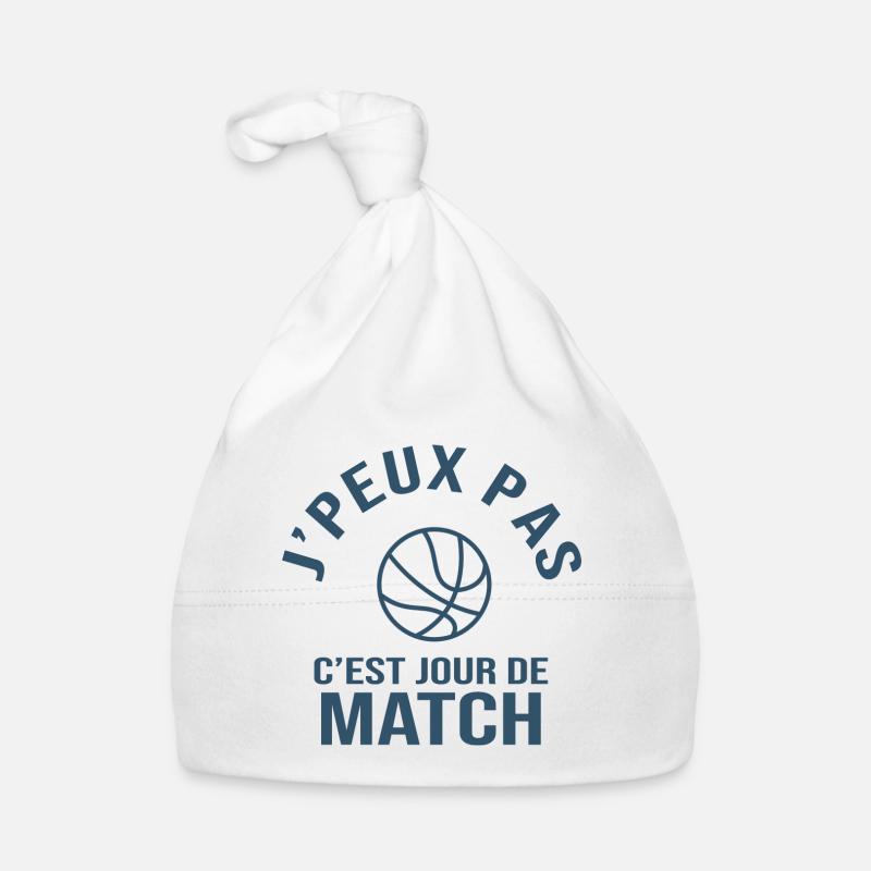 basketball je peux pas c est match de basket - Bonnet bio Bébé - blanc