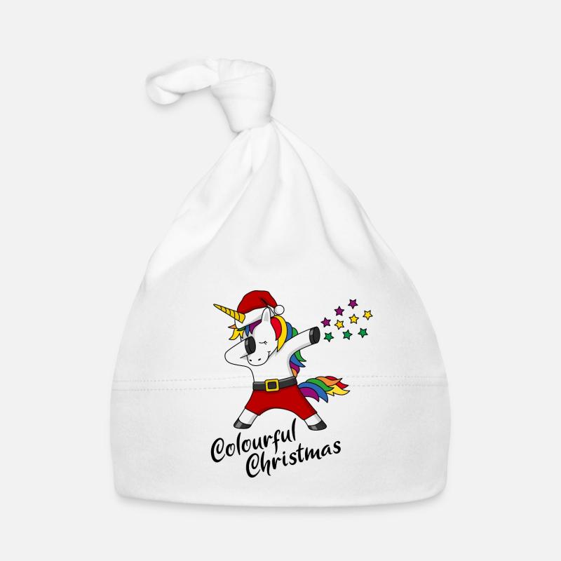 Weihnachten Einhorn colourful christmas Geschenk Baby Bio-Mütze