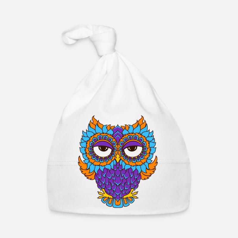 farbenfrohe Eule in Mandala - Optik Baby Bio-Mütze