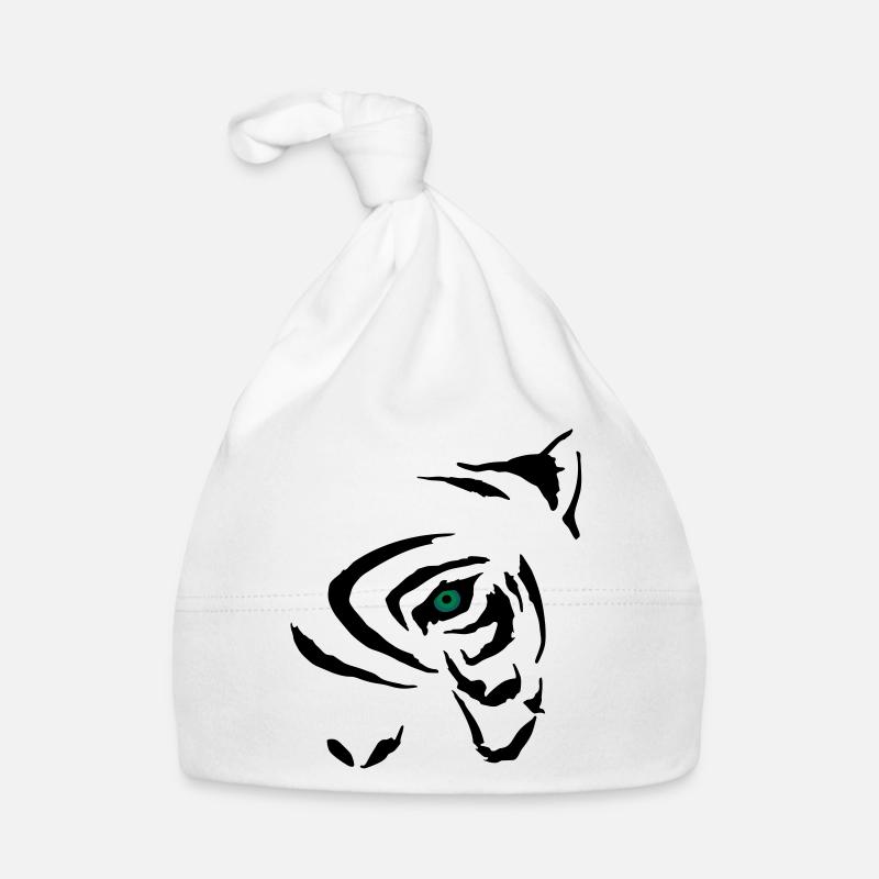 Oeil de tigre Mystérieux Graphique - Bonnet bio Bébé - blanc