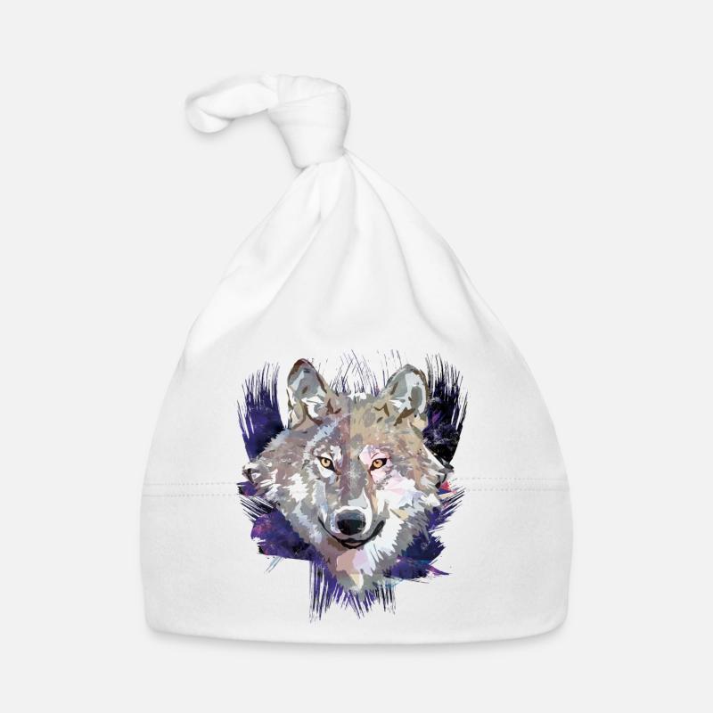 Loup | Animal | Loup - Bonnet bio Bébé - blanc