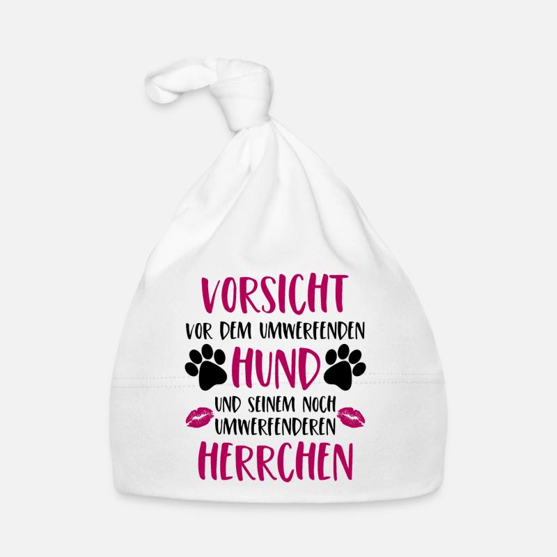 Vorsicht vor dem umwerfenden Hund Version Herrchen - Baby Bio-Mütze - Weiß