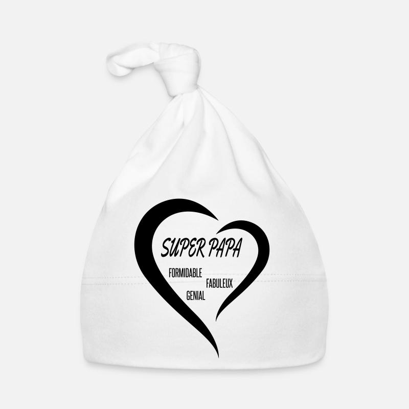 super papa fête des pères formidable génial - Bonnet bio Bébé - blanc