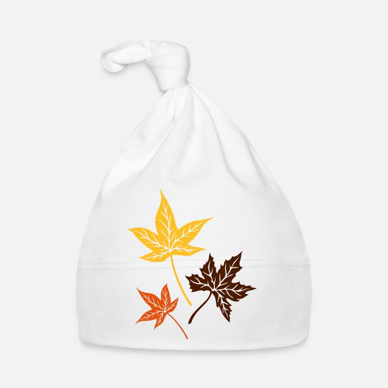 Les feuilles d'automne. Érable, été indien. Canada - Bonnet bio Bébé - blanc