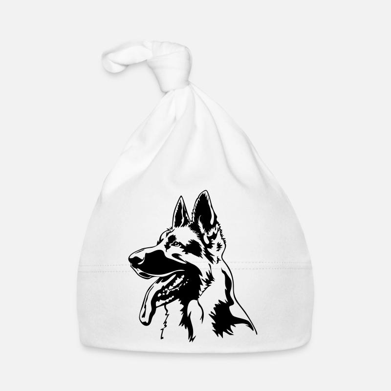 Deutscher Schäferhund Kopf - Baby Bio-Mütze - Weiß