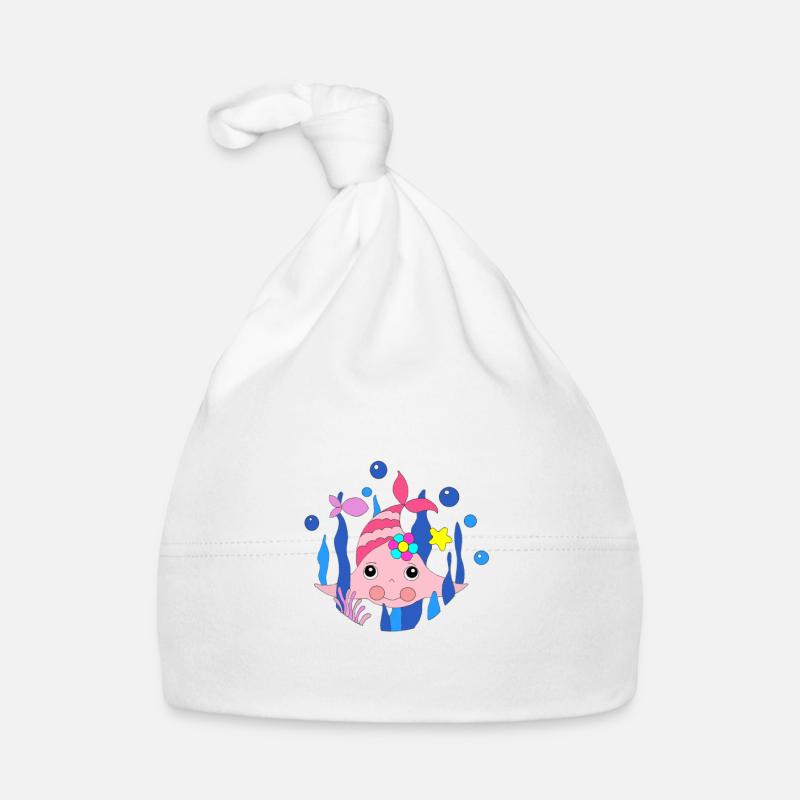 FISH - Organic Baby Cap - white