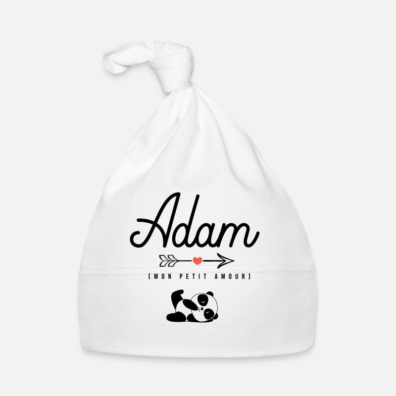 Prénom Adam idée cadeau noel naissance tshirt - Bonnet bio Bébé - blanc