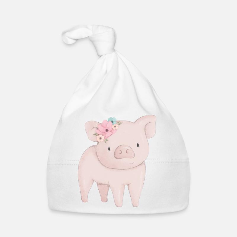 Bébé cochon avec une fleur Bonnet bio Bébé