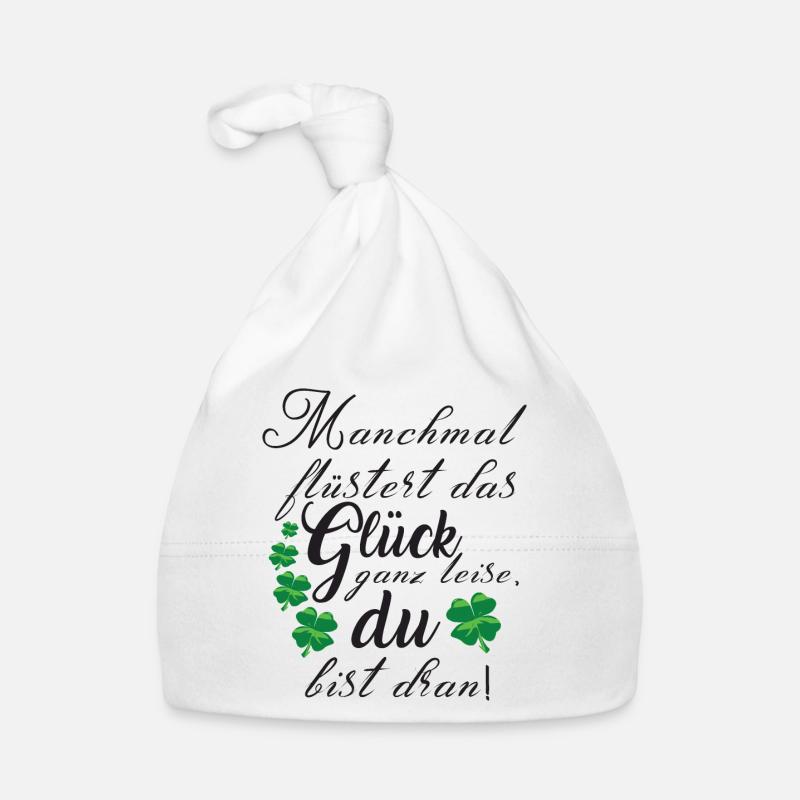 Spruch Glück Motivation Kleeblatt Geschenk Baby Bio-Mütze