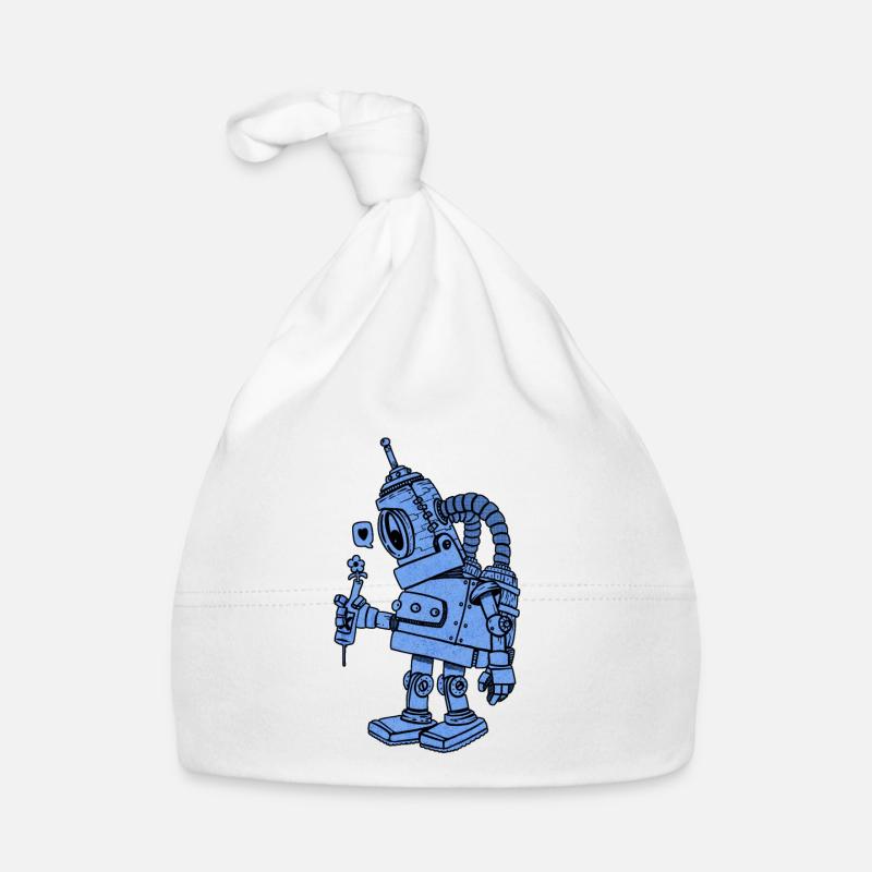 robot amoureux bleu Bonnet bio Bébé