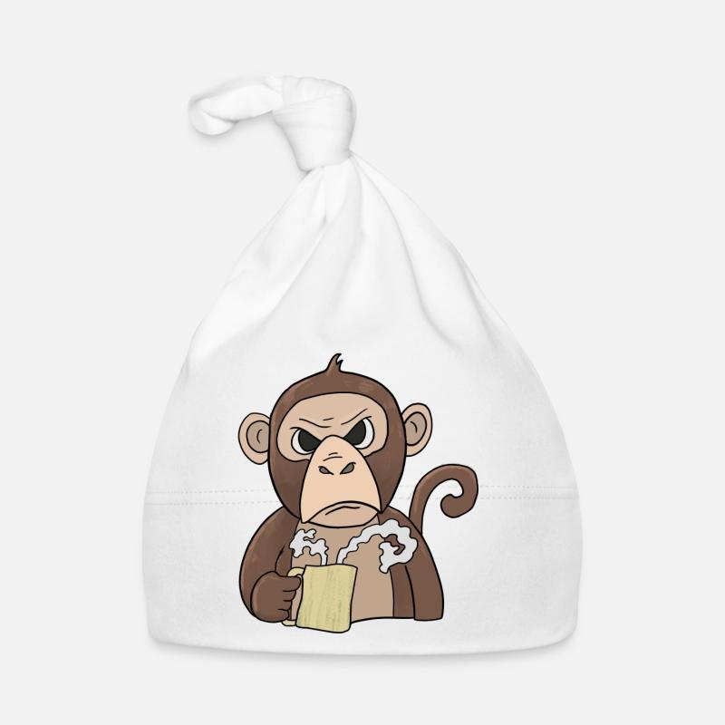 Petit singe grincheux avec café muffins du matin Bonnet bio Bébé