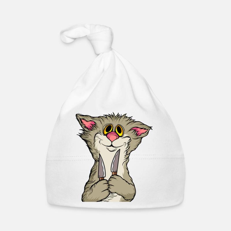 Chats drôles 20 - Bonnet bio Bébé - blanc