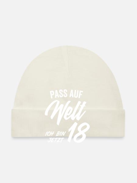 Endlich 18 Volljährig T-shirt Geschenk - Baby Bio-Mütze - Weiß - Vorne