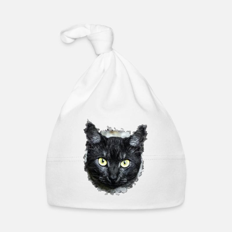 black cat chat noir Bonnet bio Bébé