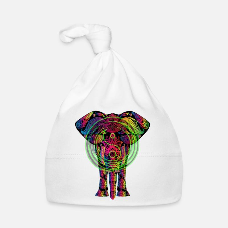 Yin Yang Elephant - Bonnet bio Bébé - blanc