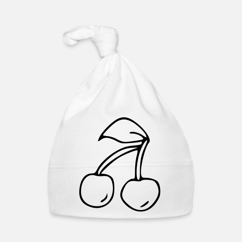 Cherry Emoji Fruit Sticker Sketch black Organic Baby Cap