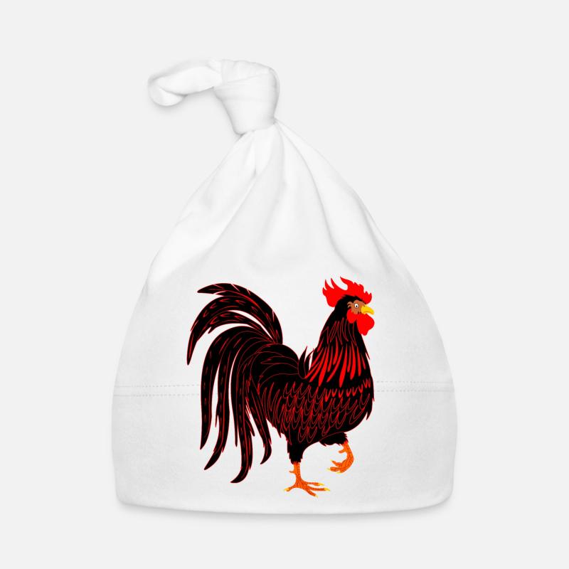 Coq Coq Coq Noir - Bonnet bio Bébé - blanc