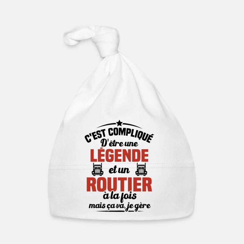Legende et Routier, Cadeau chauffeur routier - Bonnet bio Bébé - blanc