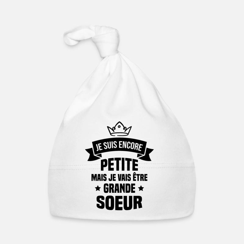 Je vais être une grande soeur - Bonnet bio Bébé - blanc