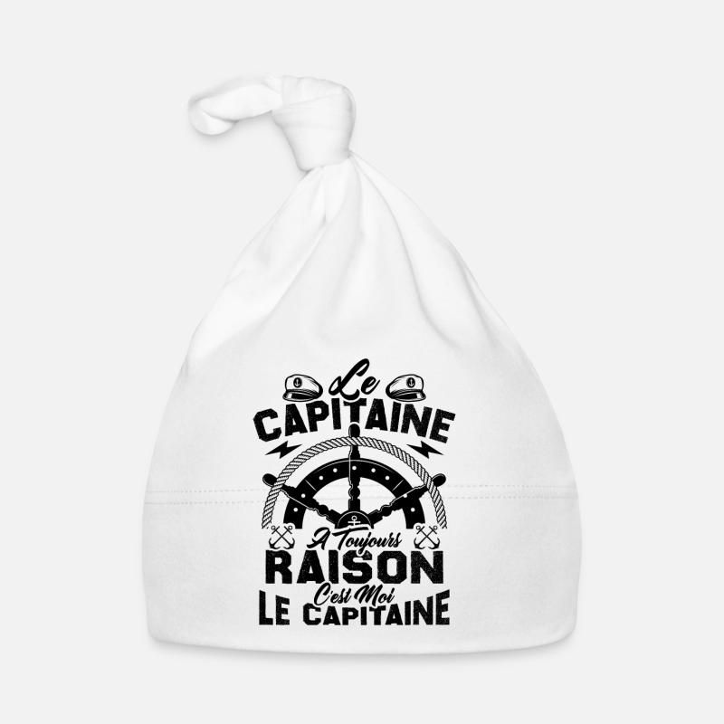 Le Capitaine A Toujours Raison C'est Moi Capitaine - Bonnet bio Bébé - blanc