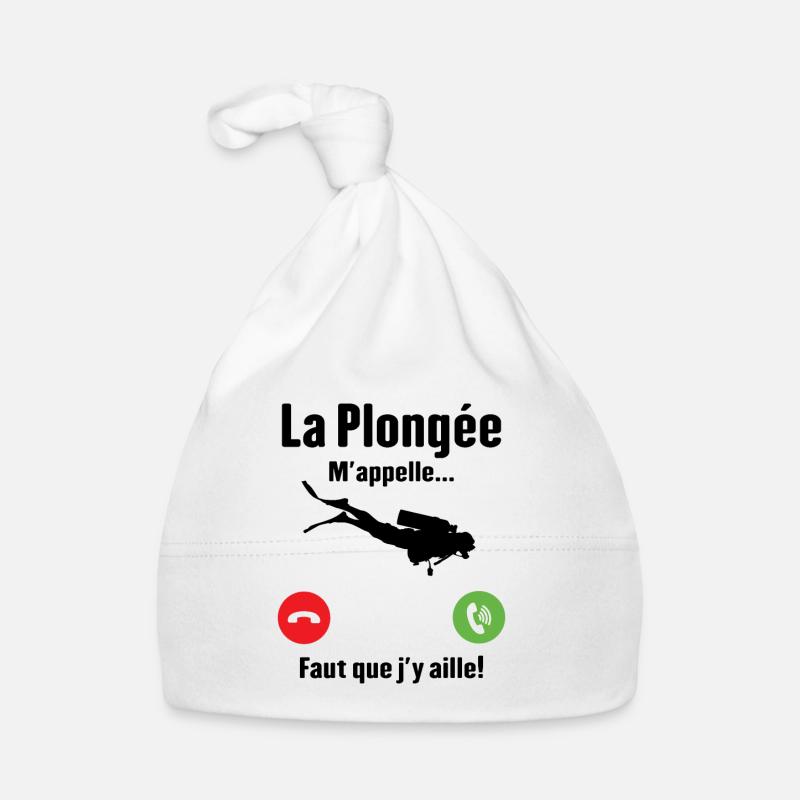 La plongée m'appelle cadeau humour plongeur Bonnet bio Bébé