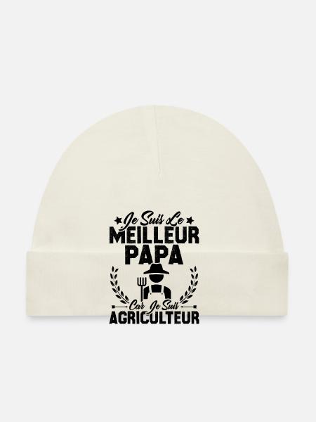 Je suis le meilleur papa car je suis Agriculteur - Bonnet bio Bébé - blanc - Devant