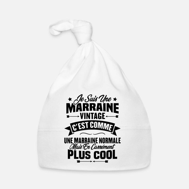 Je suis une marraine vintage - Bonnet bio Bébé - blanc