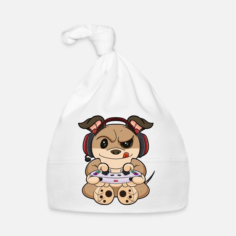 Chiot chien avec manette de jeu I Funny Gaming I Bonnet bio Bébé