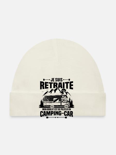 Je suis retraité et piloter un camping-car Cadeau - Bonnet bio Bébé - blanc - Devant
