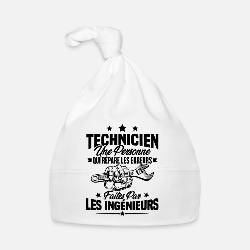 Technicien une personne qui répare les erreurs - Bonnet bio Bébé - blanc