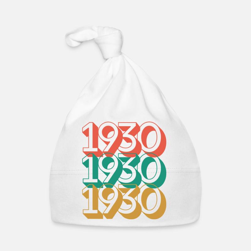 Anniversaire année 1930 / Vintage 1930 / Retro 30 - Bonnet bio Bébé - blanc