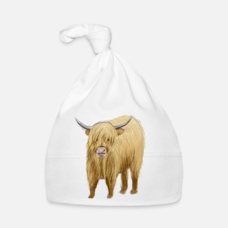 Highland Cow Art Organic Baby Cap