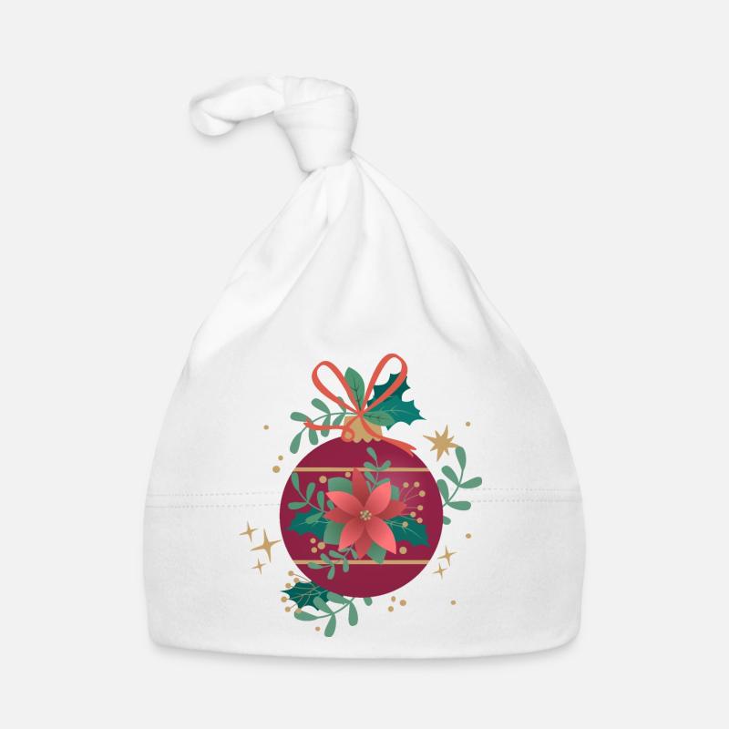 Weihnachtskugel - Baby Bio-Mütze - Weiß