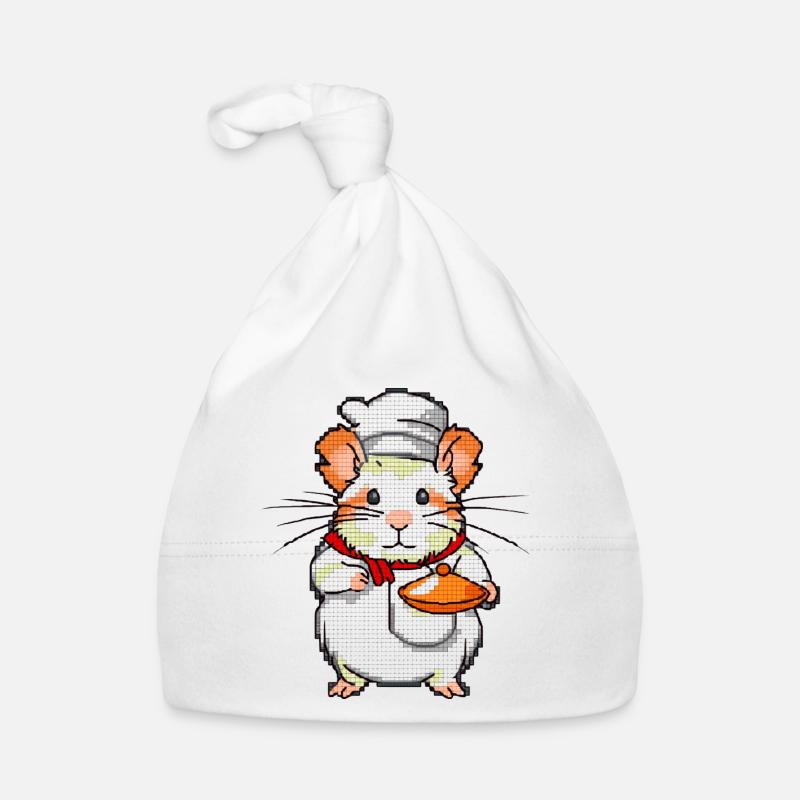 Hamster comme cuisinier et boulanger avec bol en 8 bits Bonnet bio Bébé