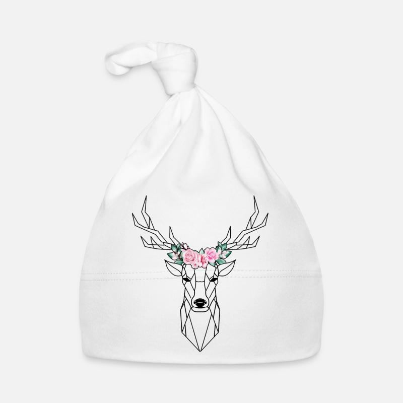 Floral Low Poly Deer Organic Baby Cap
