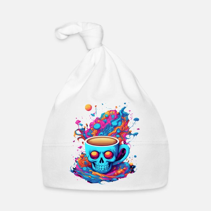 Coupe du crâne mystique, crâne coloré - Bonnet bio Bébé - blanc