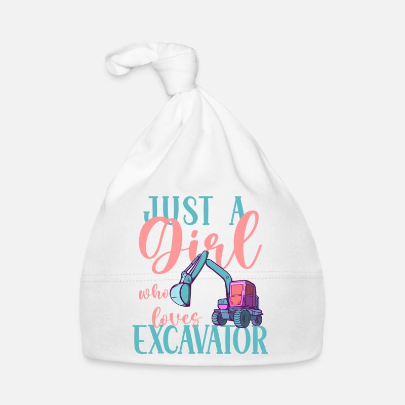 Bagger Baustelle Bauarbeiterin Mädchen I Geschenk Baby Bio-Mütze
