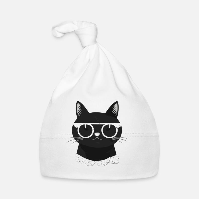cool cat face with sunglasses Organic Baby Cap