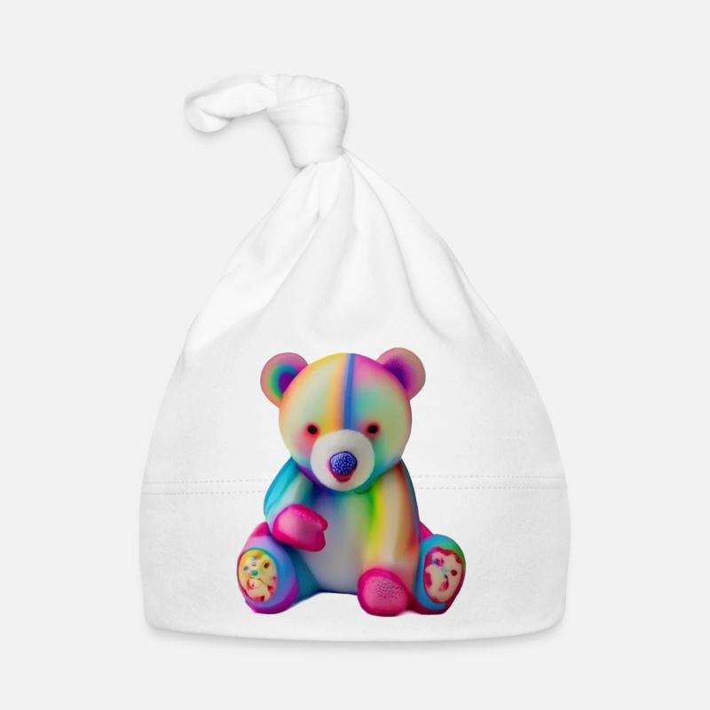 Mehrfarbiger Teddybär Baby Bio-Mütze