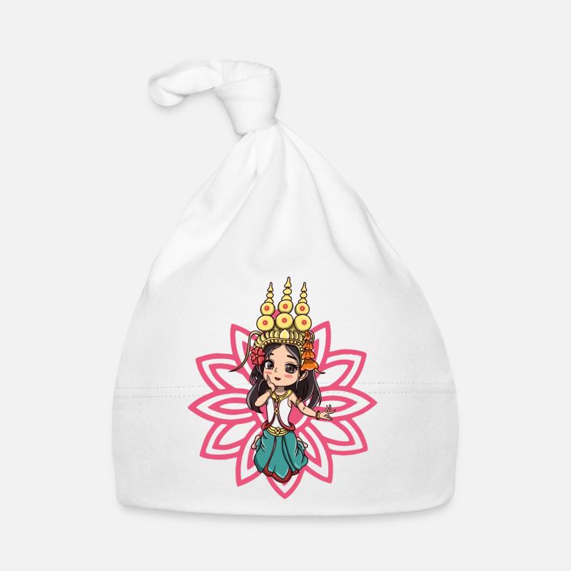 Cambodge Tradition Danse Khmer Apsara I Cadeau - Bonnet bio Bébé - blanc