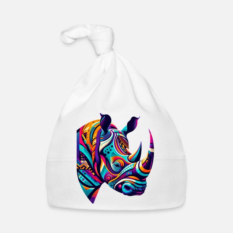Rhinocéros - Bonnet bio Bébé - blanc